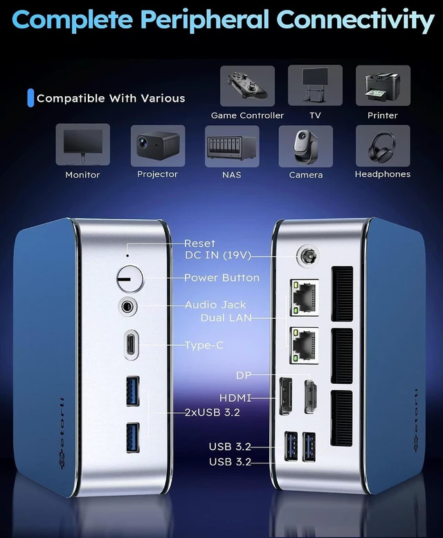 Alt view image 7 of 7 - Getorli i5-13420H Mini PC, 16GB DDR4 512G SSD, Triple Display Small Desktop