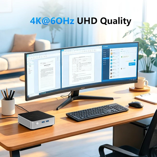 Alt view image 3 of 7 - Mini PC Computers Pentium 5405U(Up to 2.3 GHZ),12GB RAM 256GB SSD4K Dual Display Mini Desktop Computer for Home/Office 2 Year Coverage