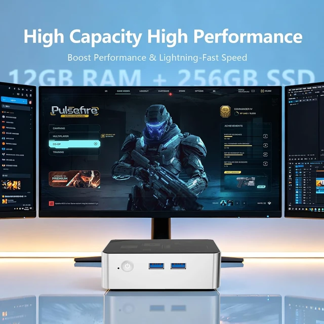Alt view image 4 of 7 - Mini PC Computers Pentium 5405U(Up to 2.3 GHZ),12GB RAM 256GB SSD4K Dual Display Mini Desktop Computer for Home/Office 2 Year Coverage
