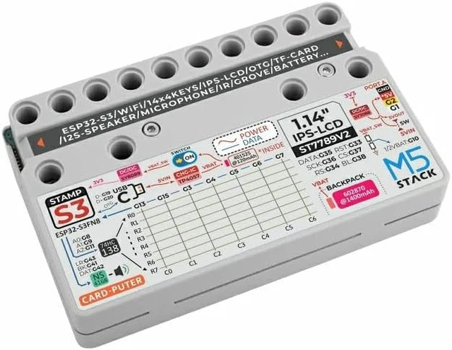 Alt view image 3 of 5 - M5Stack Official Cardputer Kit with M5StampS3 - Pocket Computer Development Kit - ESP32-S3, 56-key keyboard & a 1.14"" screen, Compact, Grey