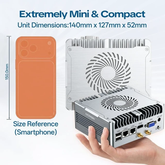 Alt view image 2 of 7 - Industrial Mini PC, Core i3-1215U(6 C/8T), 16GB RAM 512GB SSD