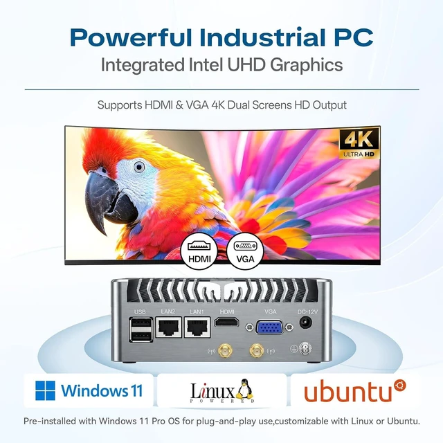 Alt view image 4 of 7 - Industrial Mini PC, Core i3-1215U(6 C/8T), 16GB RAM 512GB SSD