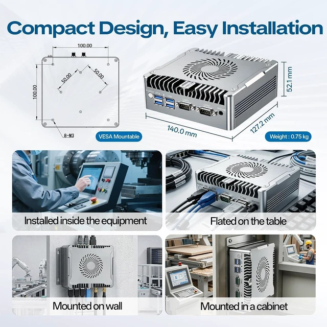 Alt view image 6 of 7 - Industrial Mini PC, Core i3-1215U(6 C/8T), 16GB RAM 512GB SSD