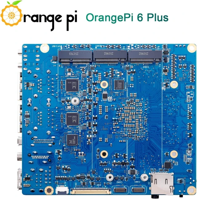 Alt view image 6 of 7 - Orange Pi 6 Plus 32GB RAM 12 Core 64 Bit LPDDR5 Single Board Computer, CIX SoC 45TOPS AI NPU Mini PC Run Linux, Android, Windows, ROS2 OS with Heat Dissipation Assembly with Cooling Fan