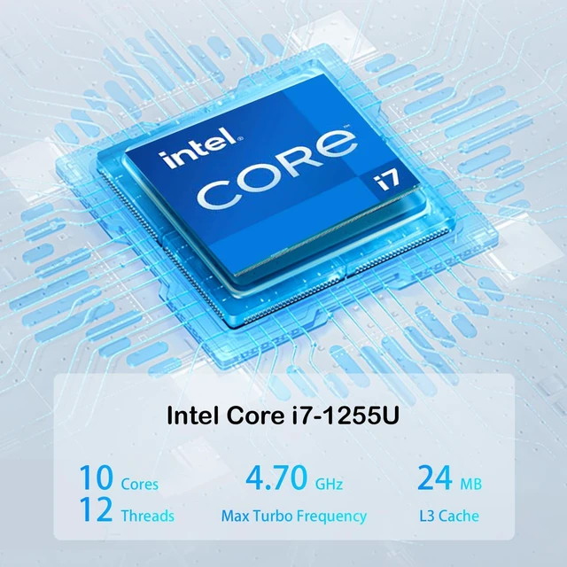 Alt view image 4 of 7 - PCONLINE Customized Desktop, Made with MSI Cubi 5 Business Compact Desktop, Intel Core i7-1255U, Support 4K, 16GB / 64GB RAM, 512GB / 1TB / 2TB SSD, DP, Wi-Fi 6, HDMI, Win 11 Pro