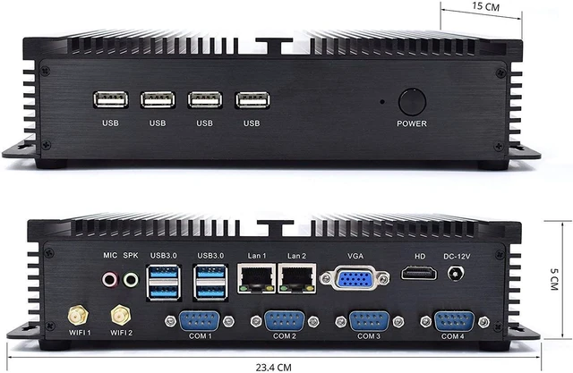 Alt view image 7 of 7 - Silent Industrial Mini PC, i5 CPU Fanless Mini Computer, 8GB DDR3L RAM, 512GB SSD, 4xCOM RS232, 2xNICs, HD&VGA Dual Display, WiFi, Full Metal Case, W-11 Pro