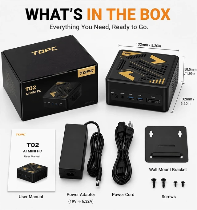 Alt view image 7 of 7 - TOPCtec TA1 Mini PC,AMD Ryzen AI 9 HX 370 CPU,32GB RAM 1TB SSD,Up to 5.1GHz