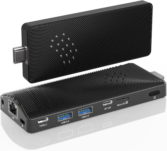 Main image of Mini PC Stick Fanless, Celeron J4105, 8GB RAM 128GB Storage, Micro Computer Stick Supports 4K 60HZ HDMI, USB PD3.0, Gigabit Ethernet, Wi-Fi 5 on Business, Industrial, Office, Media, Video