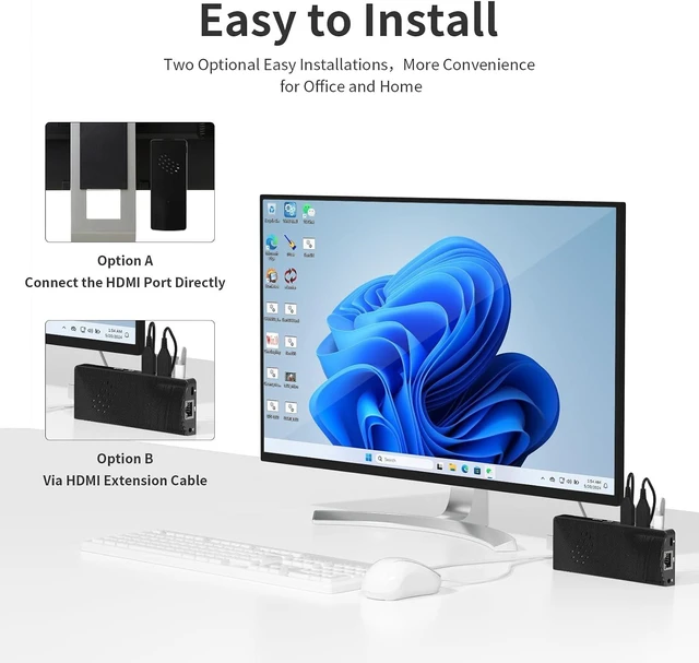 Alt view image 3 of 7 - Mini PC Stick Fanless, Celeron J4105, 8GB RAM 128GB Storage, Micro Computer Stick Supports 4K 60HZ HDMI, USB PD3.0, Gigabit Ethernet, Wi-Fi 5 on Business, Industrial, Office, Media, Video
