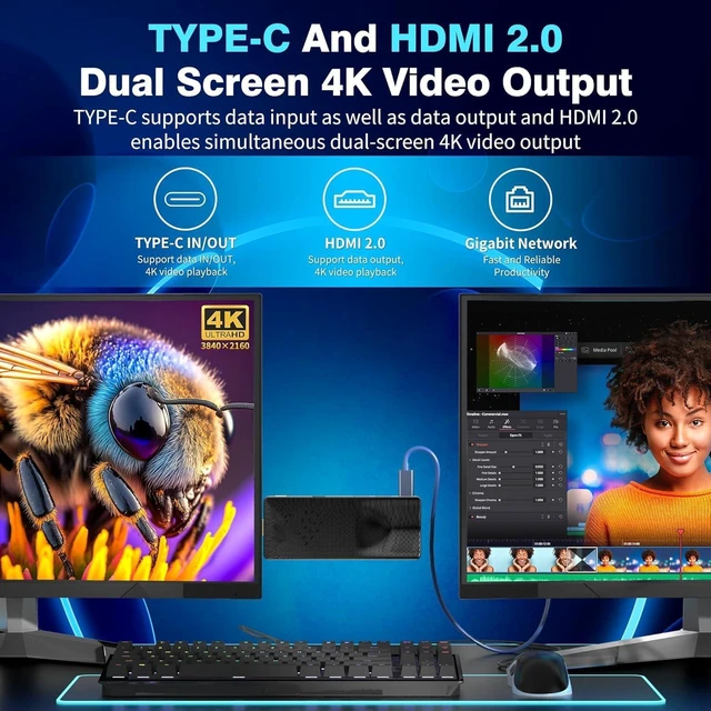 Alt view image 4 of 7 - Mini PC Stick Fanless, Celeron J4105, 8GB RAM 128GB Storage, Micro Computer Stick Supports 4K 60HZ HDMI, USB PD3.0, Gigabit Ethernet, Wi-Fi 5 on Business, Industrial, Office, Media, Video
