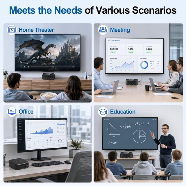 Alt view image 6 of 7 - SJRC Mini PC, Core i3-6100U (2C/4T), Mini Desktop Computer, DDR4, M.2 SATA, Barebone NO RAM/SSD/OS, 4K Dual Display, Gigabit Ethernet, Small Computer for Office, Home & School
