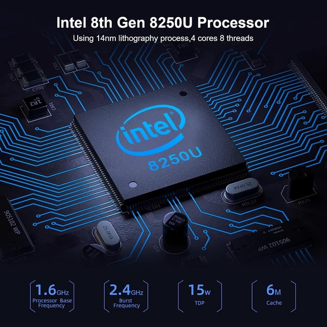 Alt view image 2 of 7 - HISTTON Fanless Industrial PC i5-8250U Desktop PC, DDR4 32GB RAM 512GB