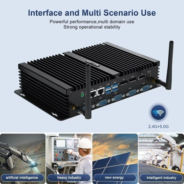 Alt view image 6 of 7 - HISTTON Fanless Industrial PC i5-8250U Desktop PC, DDR4 32GB RAM 512GB