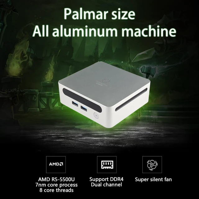Alt view image 2 of 6 - Mini PC, Gaming Desktop Computer with AMD Ryzen 5 5500U, 6C/12T, 16G DDR4+512GB M.2 NVMe SSD, 1000Mbps, WiFi 6, BT 5.2, Dual HDMI, Type-C, Win11 Pro (4700U)
