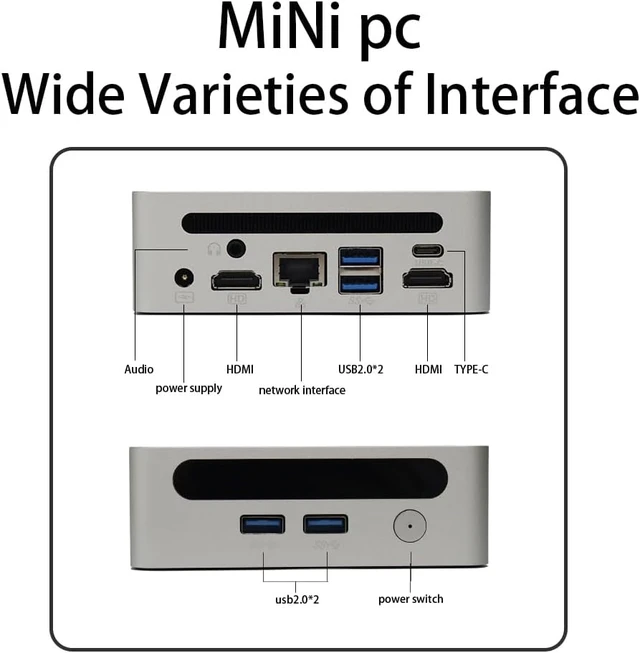 Alt view image 6 of 6 - Mini PC, Gaming Desktop Computer with AMD Ryzen 5 5500U, 6C/12T, 16G DDR4+512GB M.2 NVMe SSD, 1000Mbps, WiFi 6, BT 5.2, Dual HDMI, Type-C, Win11 Pro (4700U)