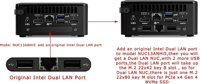 Alt view image 2 of 5 - NUC 13 Pro NUC13ANHi70L Dual LAN Mini PC Desktop Computer/HTPC Core i5-1340P,Iris X Graphics,Thunderbolt4, WiFi 6E, Bluetooth 5.3,Compact Design (8G RAM+512G SSD)