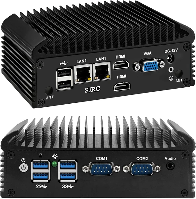 Main image of SJRC Mini PC N150 Fanless Industrial Appliance, Dual Gigabit RJ45 LAN, 2 x RS232/RS485 COM, Embedded Mini Computer, 2 x HD & VGA, M.2 NVMe, mPCle, DDR4 32GB RAM 1TB SSD