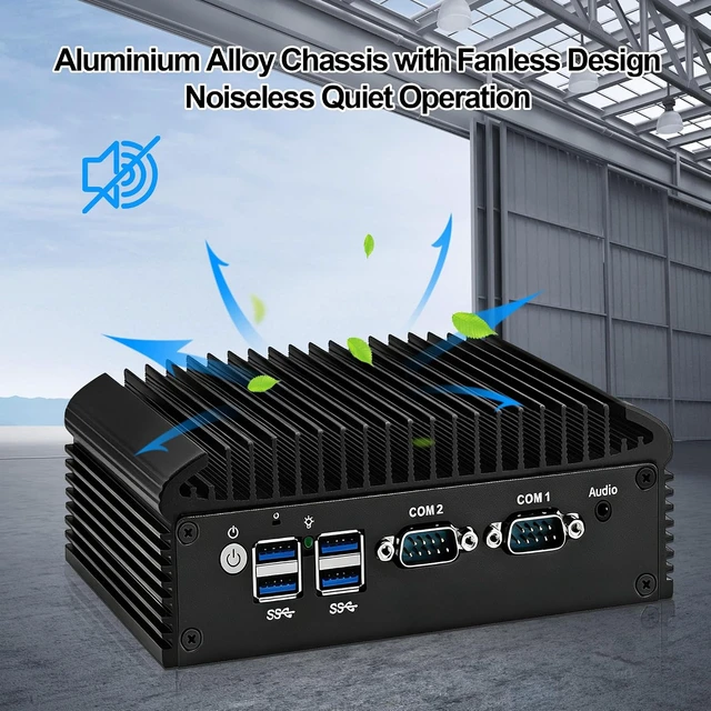 Alt view image 7 of 7 - SJRC Mini PC N150 Fanless Industrial Appliance, Dual Gigabit RJ45 LAN, 2 x RS232/RS485 COM, Embedded Mini Computer, 2 x HD & VGA, M.2 NVMe, mPCle, DDR4 32GB RAM 1TB SSD