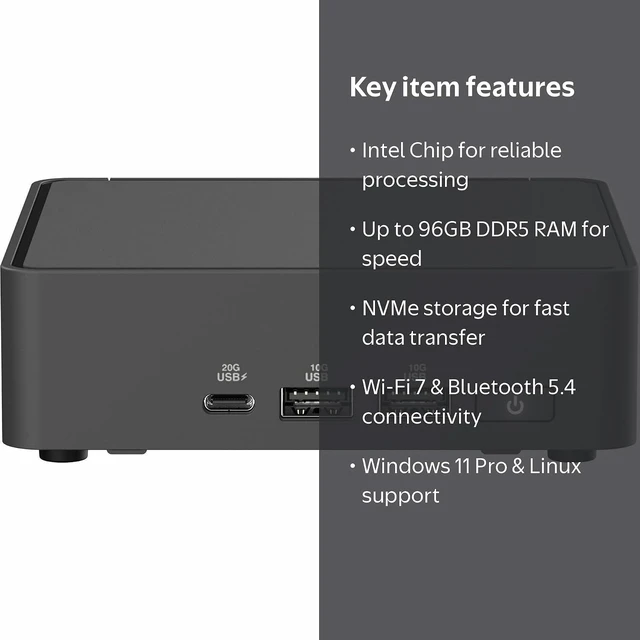 Alt view image 7 of 7 - NUC 15 Pro NUC15CRKI3 Mini PC with Intel Core 3 100U CPU