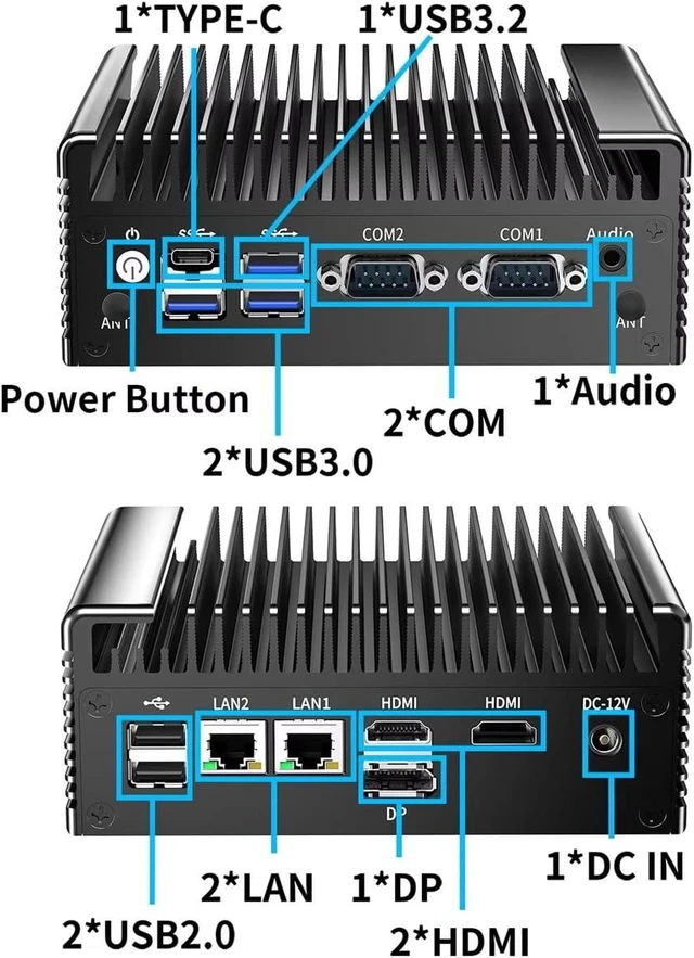 Main image of Fanless Mini PC Intel N150, 2.5G Dual LAN, Industrial Firewall Appliance