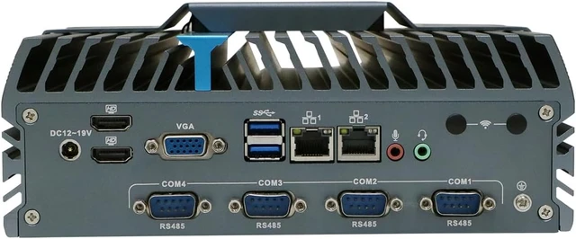 Alt view image 3 of 6 - Industrial PC with Fan, Mini Computer, IPC, I3 12100T 12300T, IX16, 2 x HDMI, VGA, 2 x LAN, 4 x RS485 COM, Expandable CAN, GPIO, 0 RAM, 0 Storage, Barebone No System