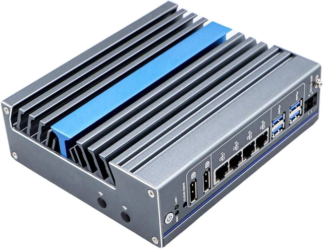 Alt view image 2 of 5 - DIN Rail Industrial Computer Vpro Support, Mini PC, I5 1235U, IX22, 2 x DP, 4 x LAN, 12-24V 4-pin Phoenix, Expandable CAN GPIO, 8G RAM, 128G SSD