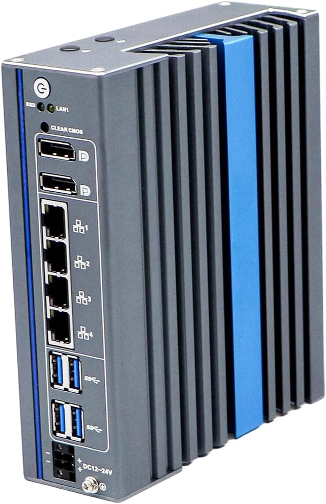 Alt view image 3 of 5 - DIN Rail Industrial Computer Vpro Support, Mini PC, I5 1235U, IX22, 2 x DP, 4 x LAN, 12-24V 4-pin Phoenix, Expandable CAN GPIO, 8G RAM, 128G SSD