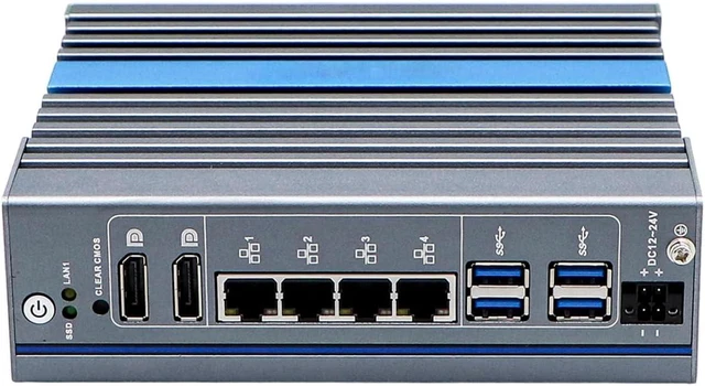 Main image of DIN Rail Industrial Computer Vpro Support, Mini PC, I5 1235U, IX22, 2 x DP, 4 x LAN, 12-24V 4-pin Phoenix, Expandable CAN GPIO, 8G RAM, 128G SSD