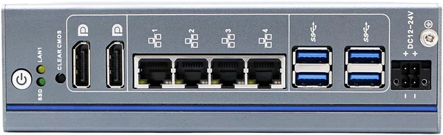 Alt view image 4 of 5 - DIN Rail Industrial Computer Vpro Support, Mini PC, I5 1235U, IX22, 2 x DP, 4 x LAN, 12-24V 4-pin Phoenix, Expandable CAN GPIO, 8G RAM, 128G SSD