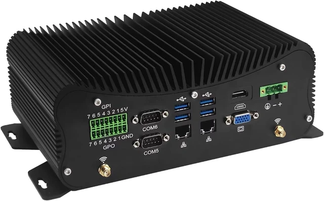 Main image of SJRC Industrial Mini PC Core i7-10610U Fanless,DDR4 Barebone NO RAM/SSD/OS, 6 RS232/485 COM, Gbe LAN, 6 USB, GPIO, Support Win/Linux, 9-36V 3pin DC