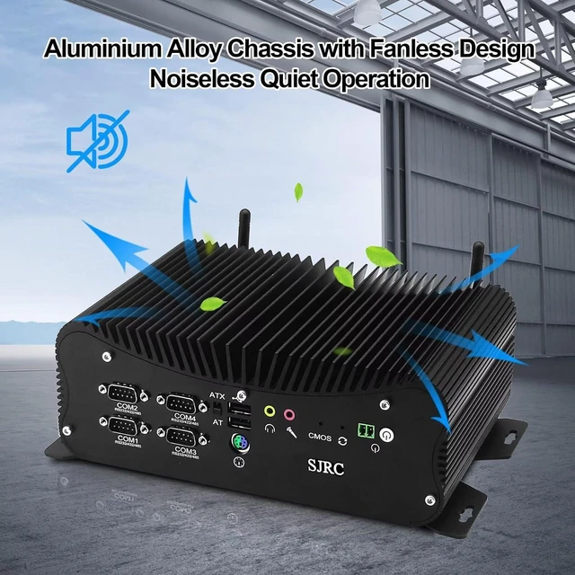 Alt view image 5 of 7 - SJRC Industrial Mini PC Core i7-10610U Fanless,DDR4 Barebone NO RAM/SSD/OS, 6 RS232/485 COM, Gbe LAN, 6 USB, GPIO, Support Win/Linux, 9-36V 3pin DC