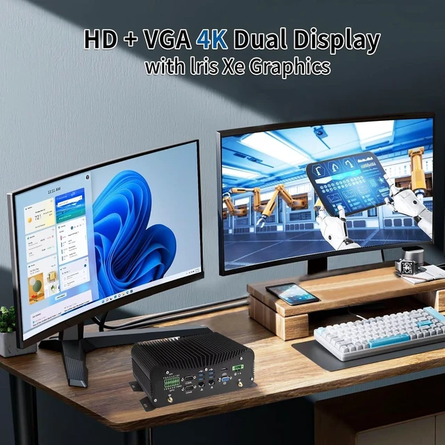 Alt view image 6 of 7 - SJRC Industrial Fanless Mini PC with Core i7-1195G7, 6 RS-232/485 COM DDR4, 2.5GbE LAN, HD+VGA, 6 USB, Opnsense/Linux Support, Barebone NO RAM/SSD/OS,14pin GPIO