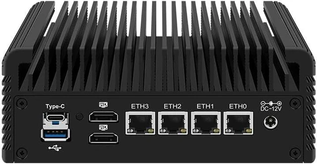 Main image of Fanless Mini PC N95 with 4x2.5G LANs,DDR5,M.2 NVMe3.0x4,4K Triple display/Type-C/2HD2.0,Micro Router Appliance Support Home Office OPNsense AES-NI,TF Card Slot,USB3.2 Gen1 5Gbps,NO RAM NO SSD