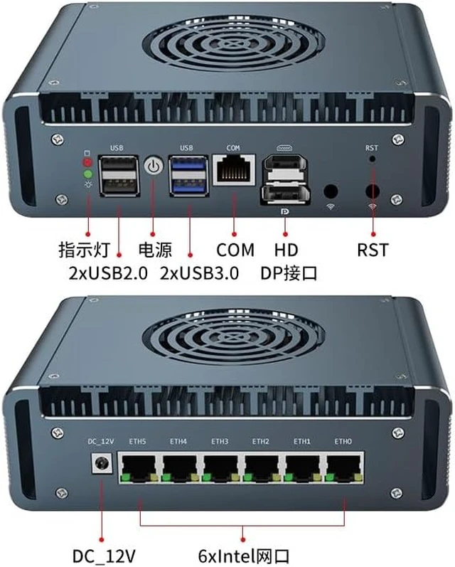 Alt view image 4 of 4 - Fan Mini PC I7-1195G7,6 LAN,DDR4 1*M.2, USB3.0,SIM Card Slot