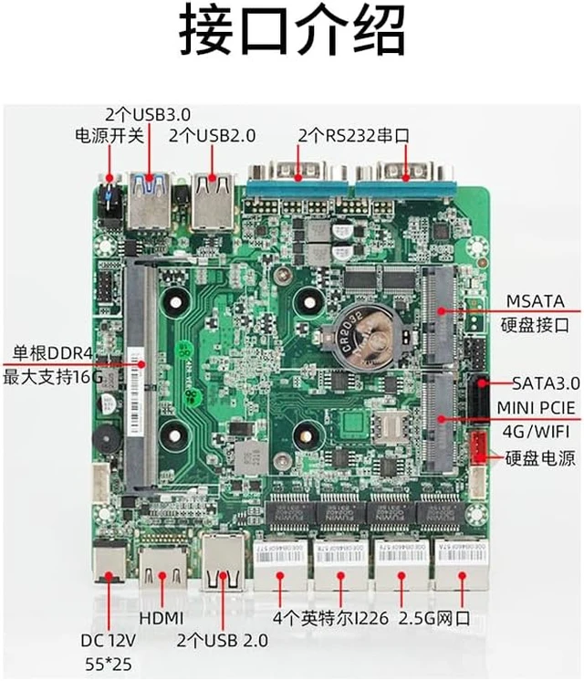 Alt view image 3 of 5 - Industrial Mini PC,8-PCB Fanless Mini PC Quad Core J4125,4*i226 2.5G LAN,DDR4/2*COM RS232(Support RS485)/HD/USB3.0, Mini Desktop Computer Support Dual Band WiFi for Home Office,NO RAM NO SSD