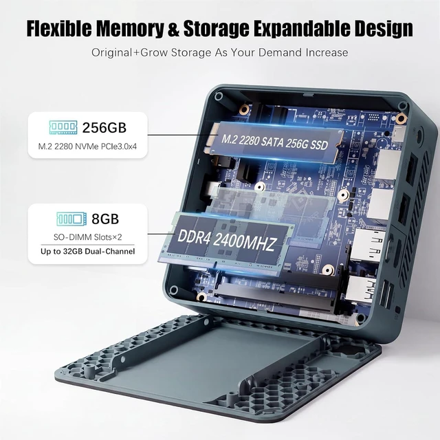 Alt view image 2 of 7 - S1 Mini PC for Office, Ryzen 5 3501U 8GB DDR4 RAM 256GB SSD