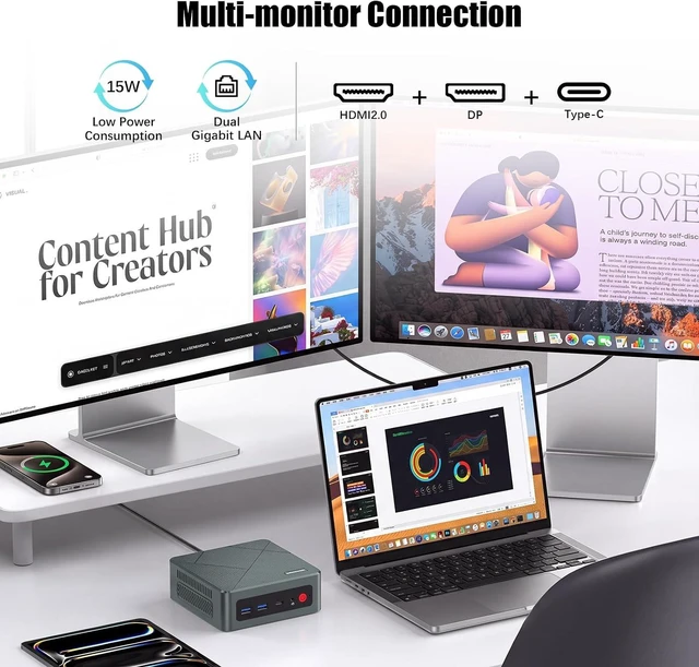 Alt view image 3 of 7 - S1 Mini PC for Office, Ryzen 5 3501U 8GB DDR4 RAM 256GB SSD