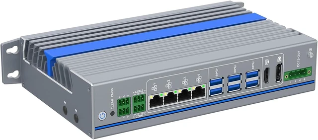 Alt view image 2 of 5 - DIN Rail Industrial PC, Mini PC, I5 12500T, IX24, 2 x RS485 Optical Isolation, 4 x LAN, 12-24V 4-pin Phoenix, Expandable CAN, 0 RAM, 0 Storage, Barebone No System