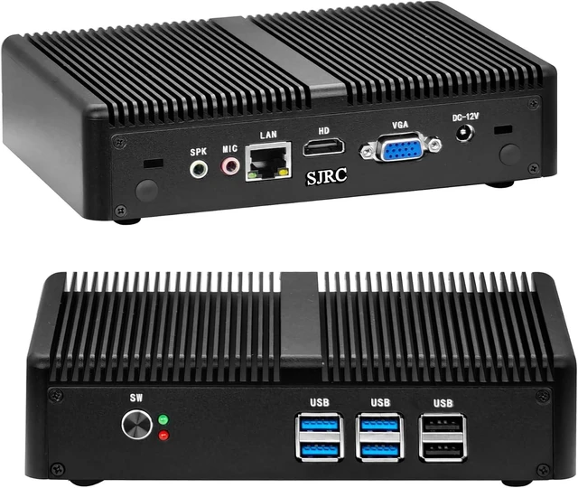 Main image of SJRC Fanless Mini PC, Core i3-6006U Mini Desktop Computer with 4K HD + VGA, Gigabit LAN, 8GB RAM 256GB mSATA SSD, Small Form Factor PC for Home Office, Business, Linux
