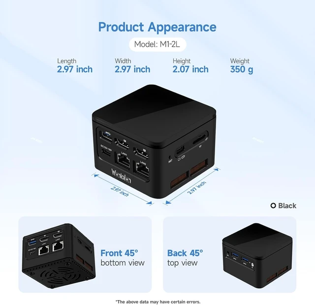 Alt view image 2 of 7 - M1 Dual 2.5G Mini PC,Cube Mini Host,12Gen Alder Lake i3-N305,i226-V,On Board LPDDR5 RAM 16GB,M.2 NVMe 2242 SSD 1TB,Triple Display (CPU/i3-N305, RAM16GB/SSD1TB)