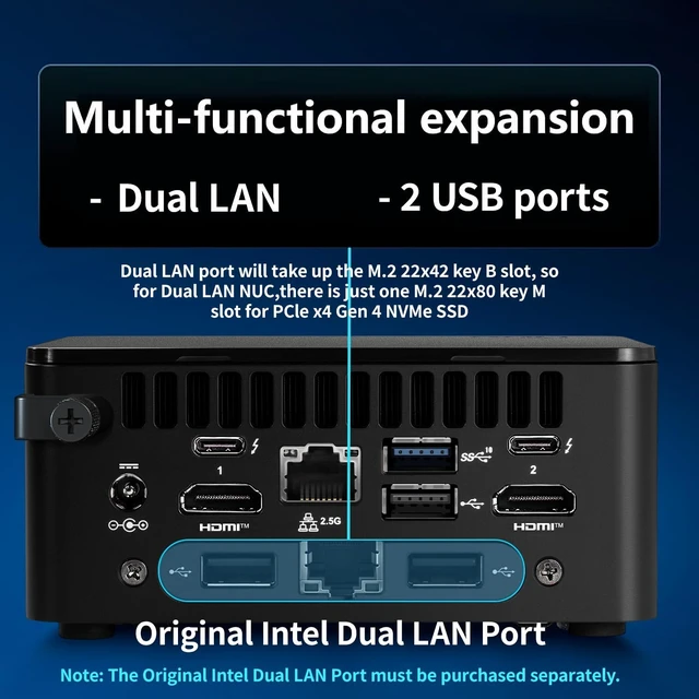 Alt view image 7 of 7 - Intel NUC 13 Mini PC NUC13ANHi5 with Intel Core i5-1340P, Iris Xe Graphics, Dual HDMI 2.1, Quad 4K Display Support, Wi-Fi 6E, Bluetooth 5.3, for IoT and Commercial Applications(16GB RAM+1TB SSD)