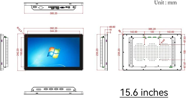 Alt view image 4 of 4 - 15.6" Industrial Embedded Touch Panel PC,Capacitive Touch Screen,USB,VGA,Windows 10 or Linux Ubuntu