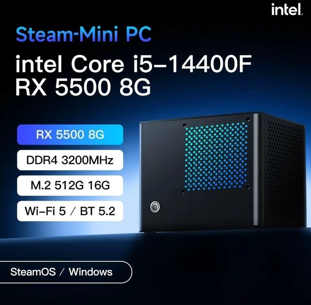 Alt view image 2 of 7 - SFF Gaming PC, i514400F,RX5500 8GB, PreInstalled SteamOS
