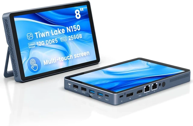 Main image of Mini PC N150(up to 3.6GHz), 12GB DDR5 RAM 256GB/512GB/1TB M.2 SSD Mini PC with 8-Inch Touchscreen 4K Dual Display,WIFI6,BT5.2,12 Ports, Portable Micro Computer (N150-12GB+256GB)
