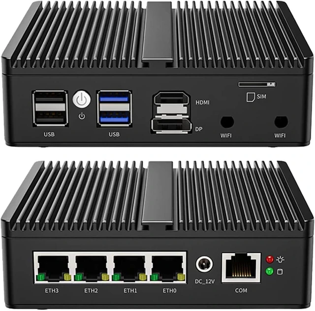 Alt view image 4 of 5 - Fanless Mini PC Quad Core Celeron N5105 Up to 2.9GHz 8GB DDR4 RAM 128GB SSD UHD Graphics Support 4K 4xUSB HD/DP 4xGigabit LAN Firewall Computer