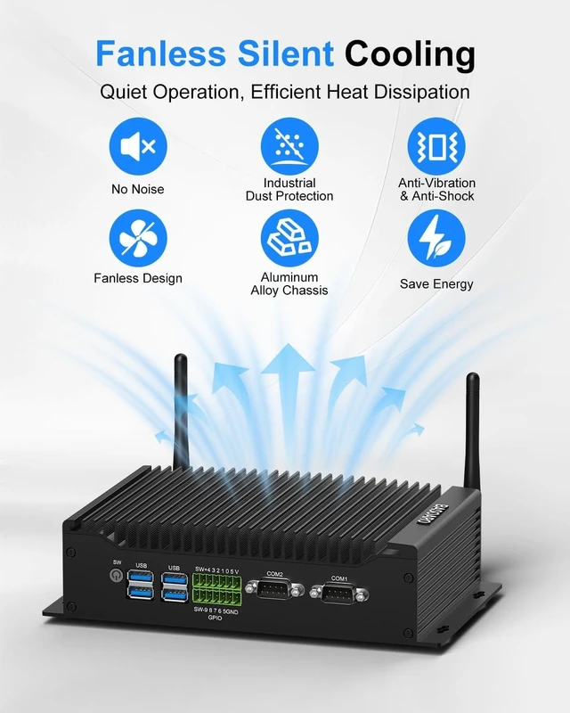 Alt view image 5 of 7 - BASOARO Fanless PC, Industrial Mini PC Core i7 10510U, 16GB RAM 256GB SSD, Gigabit Ethernet, 2 RS232 COM, 2HD DP Triple Display, 6 USB, Dual Band WiFi, BT, Micro Computer Win 11 Pro