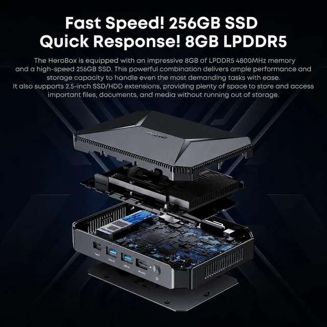 Alt view image 3 of 7 - CHUWI HeroBox Mini PC, Mini Computer,8GB RAM 256GB SSD