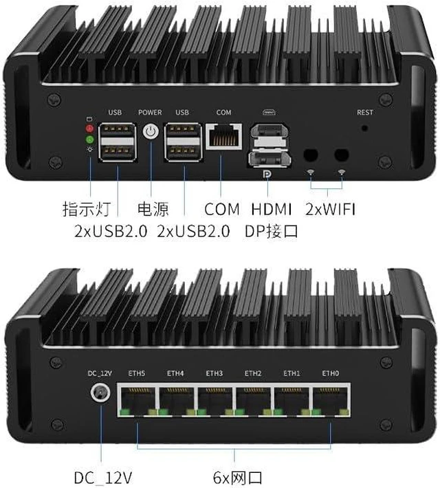 Main image of Fanless Mini PC Core i3 N300 8C/8T with 6 * 2.5G LANs,DDR5,4*USB2.0