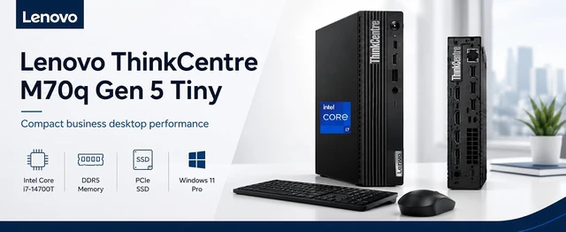Alt view image 6 of 6 - LenovoThinkCentre M70Q Gen 5 Tiny Desktop, Intel Core i7-14700T, 16GB/32GB/64GB DDR5, 512GB/1TB/2TB/4TB SSD, Wi-Fi 6E, BT 5.3, Win 11 Pro