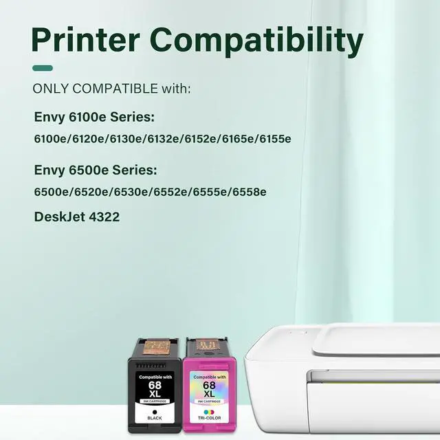 Alt view image 2 of 7 - 68 68XL 6155e Ink Cartridges Black Color Combo Pack for HP Printers Envy 6555e 6100e 6500e Series 68e Compatible with 6155e 6555e 6152e 6552e 6558e 6165e High Yield (2 Pack)